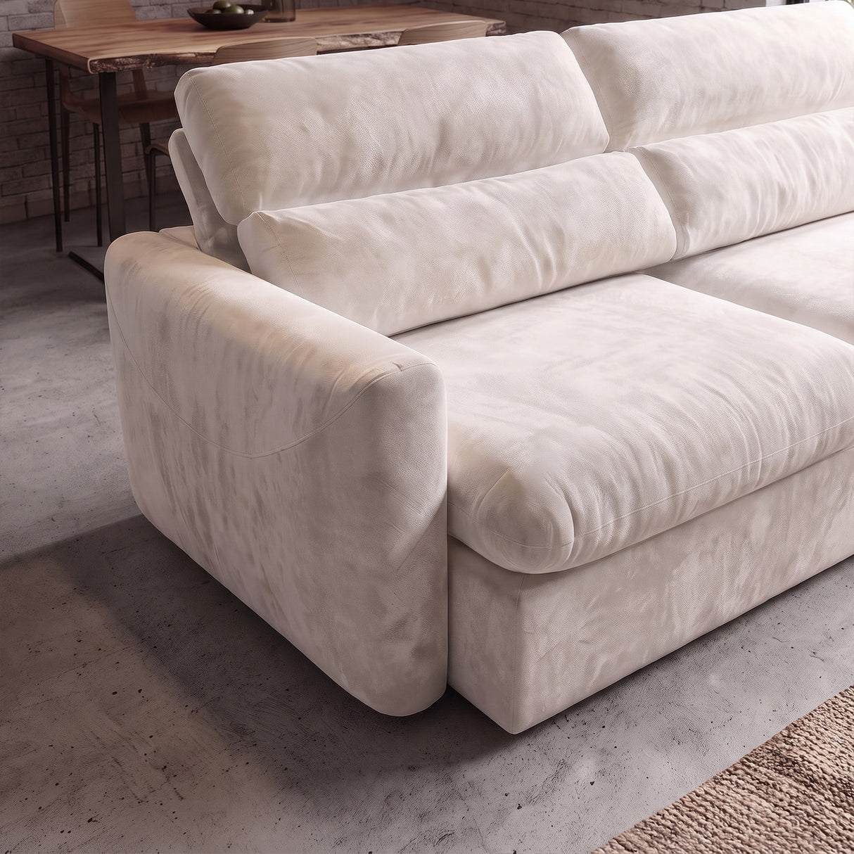 Sofá 2 Cuerpos Paris Tela Beige - 2.54m