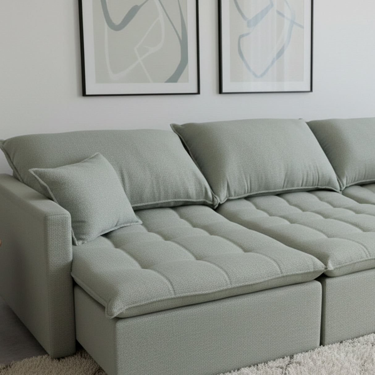 Sofá cama tres cuerpos color verde musgo 