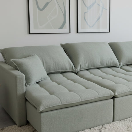 Sofá cama tres cuerpos color verde musgo 