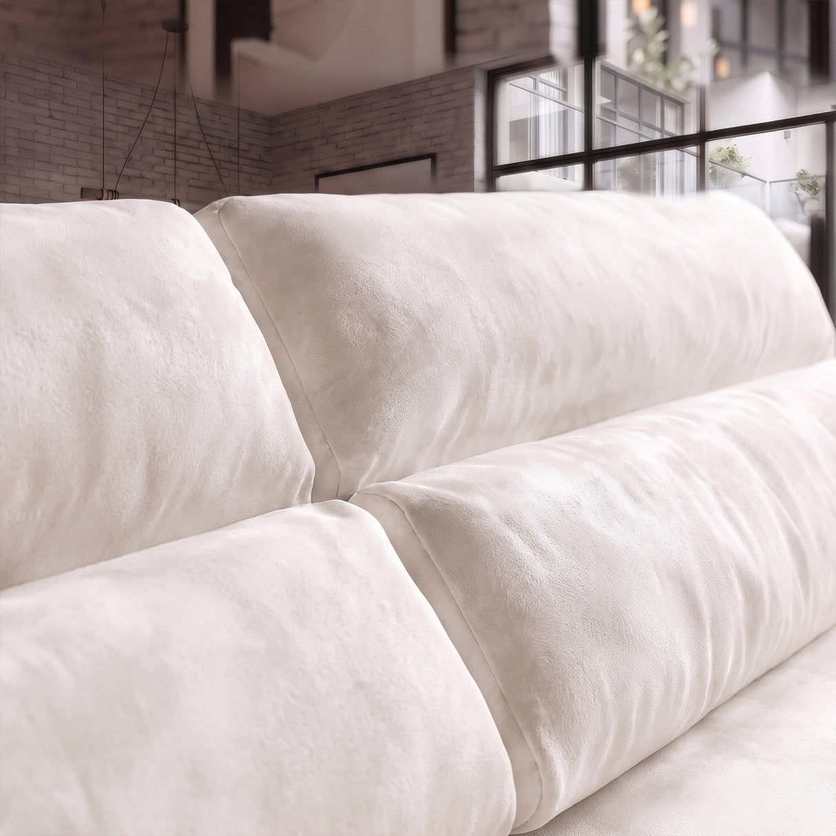 Sofá 2 Cuerpos Paris Tela Beige - 2.54m