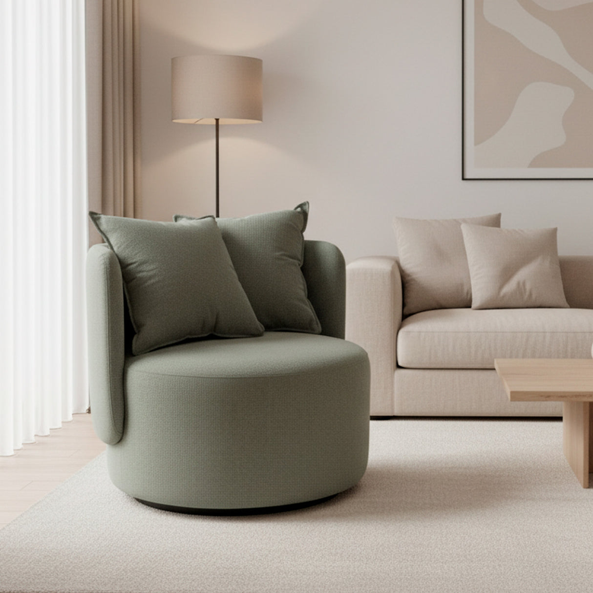 Poltrona giratoria color verde musgo