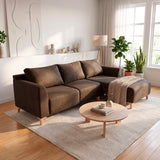 Sofá Arami con chaise longue derecho Tela marrón oscuro - 2.45mt stock