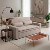 Sofá cama 2 cuerpos Londres con tela chenilla color café claro