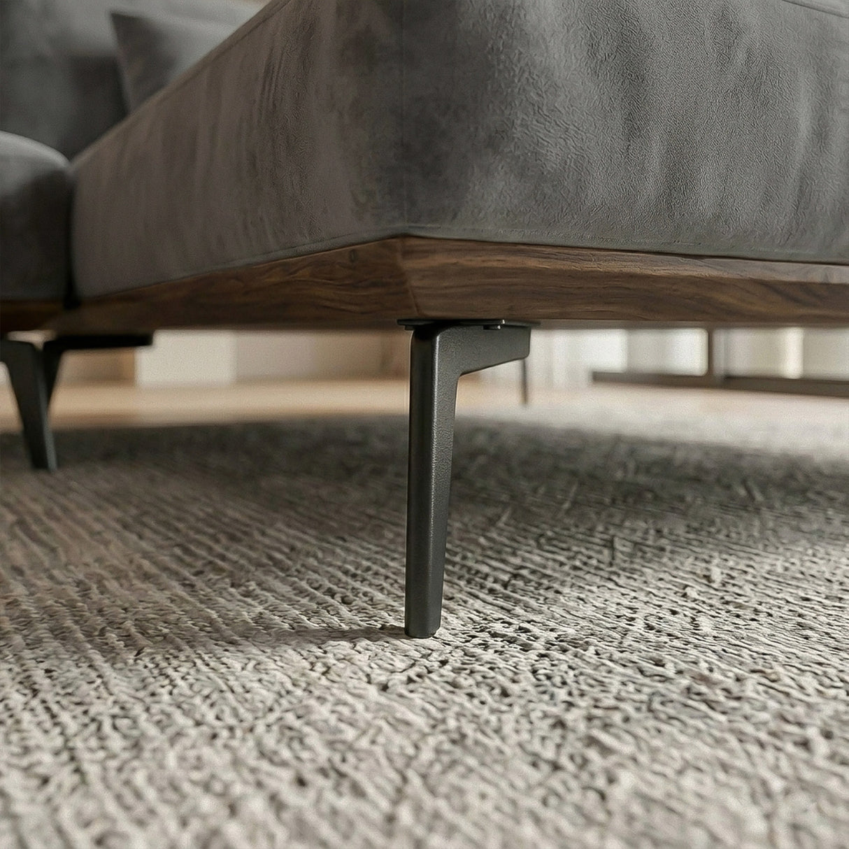 Sofá Seccional 3 Cuerpos Palace con Chaise Longue Derecho Tela Gris Oscuro - 2.76m a Confección