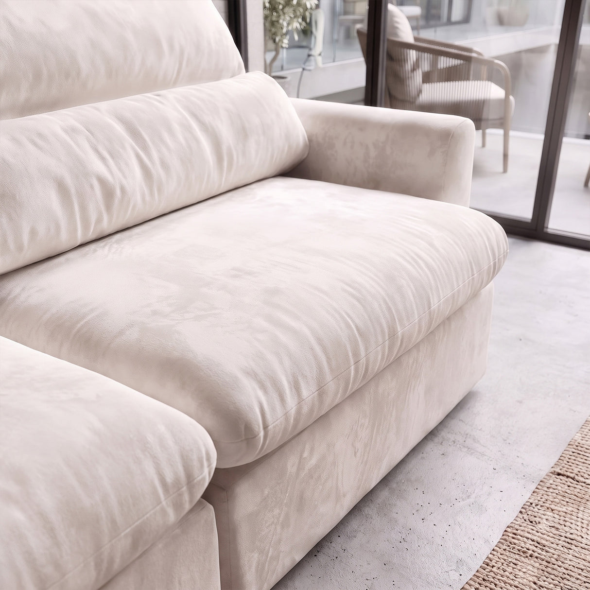 Sofá 2 Cuerpos Paris Tela Beige - 2.54m