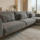 Sofá Seccional 3 Cuerpos Palace con Chaise Longue Derecho Tela Gris Oscuro - 2.76m a Confección