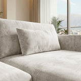 Sofá Seccional 3 Cuerpos Palace con Chaise Longue Derecho Tela Beige - 3.06m a Confección