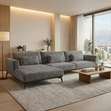 Sofá Seccional 3 Cuerpos Palace con Chaise Longue Izquierdo Tela Gris Oscuro - 3.36m a Confección