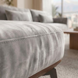 Sofá Seccional 3 Cuerpos Palace con Chaise Longue Derecho Tela Beige - 2.76m