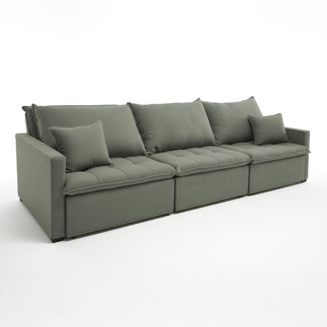 Sofá cama tres cuerpos color verde musgo 