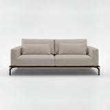 Sofá de dos cuerpos con detalles en eco cuero color chocolate