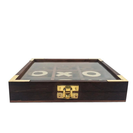 Juego Gato de Madera con Tapa de Vidrio