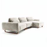Sofá 3 Cuerpos Laguna con Chaise Longue Derecho Curvo Tela Beige - 3.42M X 1.38M