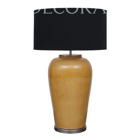 Lámpara de cerámica con pantalla de tela