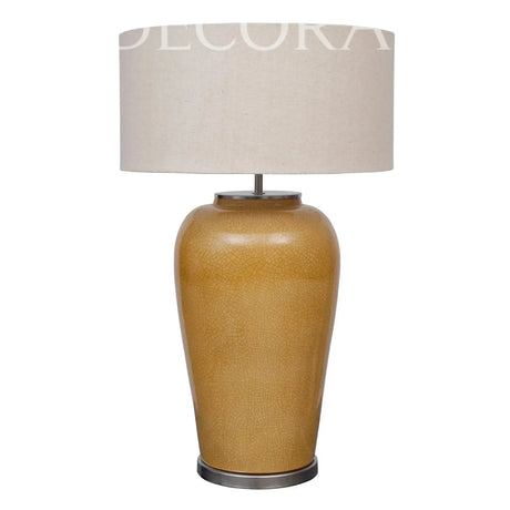 Lámpara de cerámica con pantalla de tela