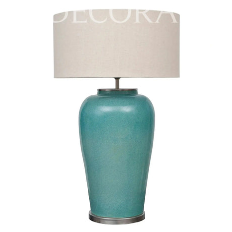 Lámpara de cerámica con pantalla de tela