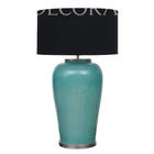 Lámpara de cerámica con pantalla de tela