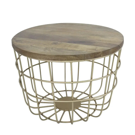 Mesa Fierro Doré con Cubierta de Madera