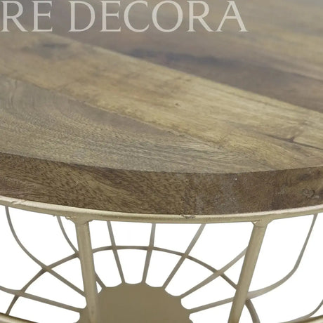 Mesa Fierro Doré con Cubierta de Madera