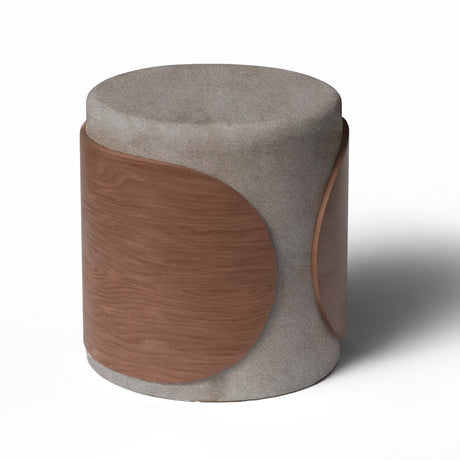 pouf redondo / pouf  living / pouf gris  / pouf de madera 