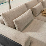 Sofá con chaise longue de tres cuerpos.