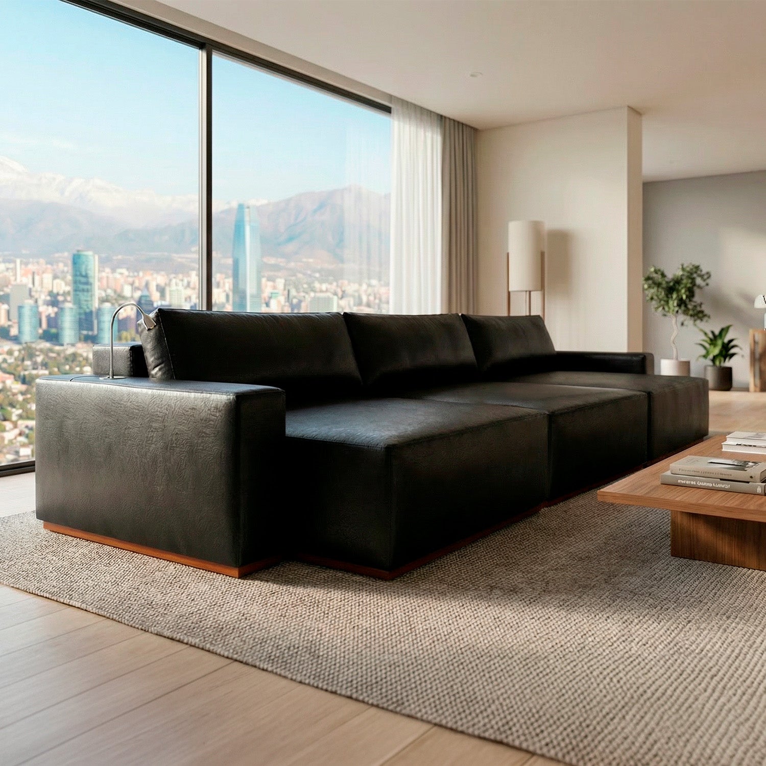 Sofá Extensible Imperial de Eco Cuero con Carga touch y Luminaria