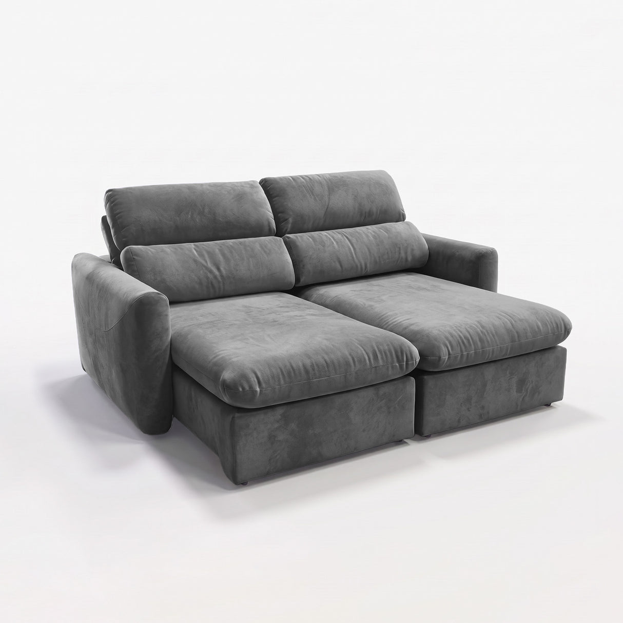 Sofá 2 Cuerpos Paris Tela Gris Oscuro - 2.14m