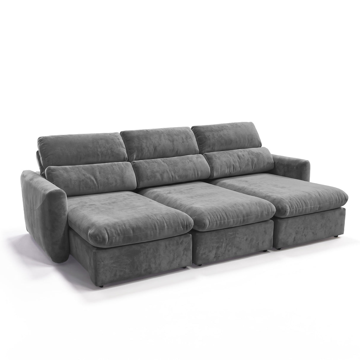 Sofá 3 Cuerpos Paris Tela Gris Oscuro - 2.74m