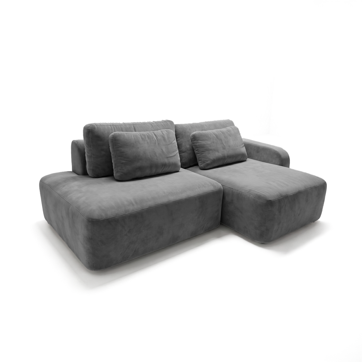 Sofá 2 cuerpos Portillo Con Pouf Izquierdo Tela Gris oscuro - 2.35m