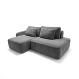 Sofá 2 cuerpos Portillo Con Pouf Derecho Tela Gris oscuro - 2.35m