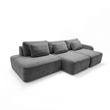 Sofá 3 cuerpos Portillo Con Pouf Izquierdo Tela Gris oscuro - 2.95m