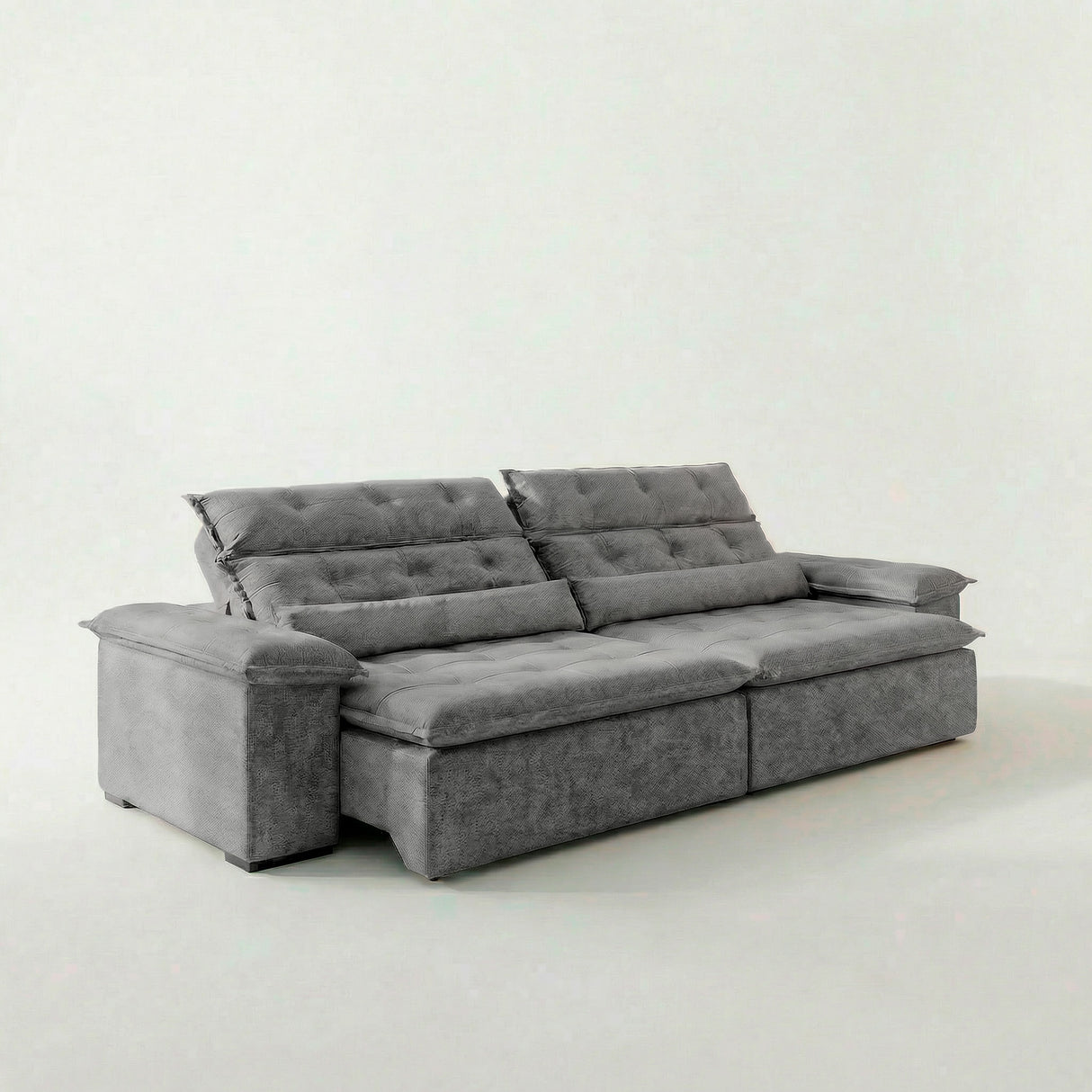 Sofá 2 Cuerpos Prediletto Tela Gris Oscuro - 2.40m