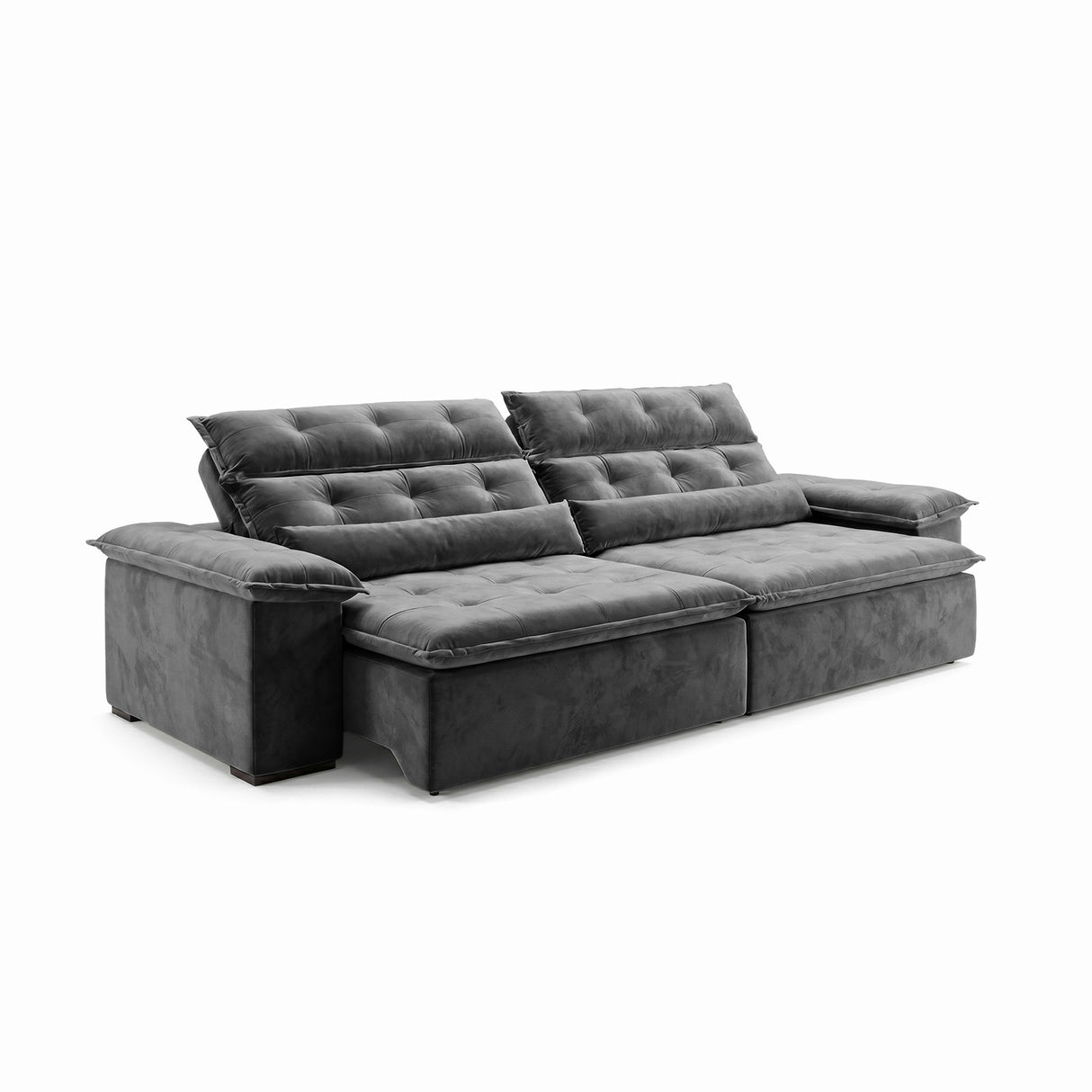 Sofá 2 Cuerpos Prediletto Tela Gris Oscuro - 2.40m