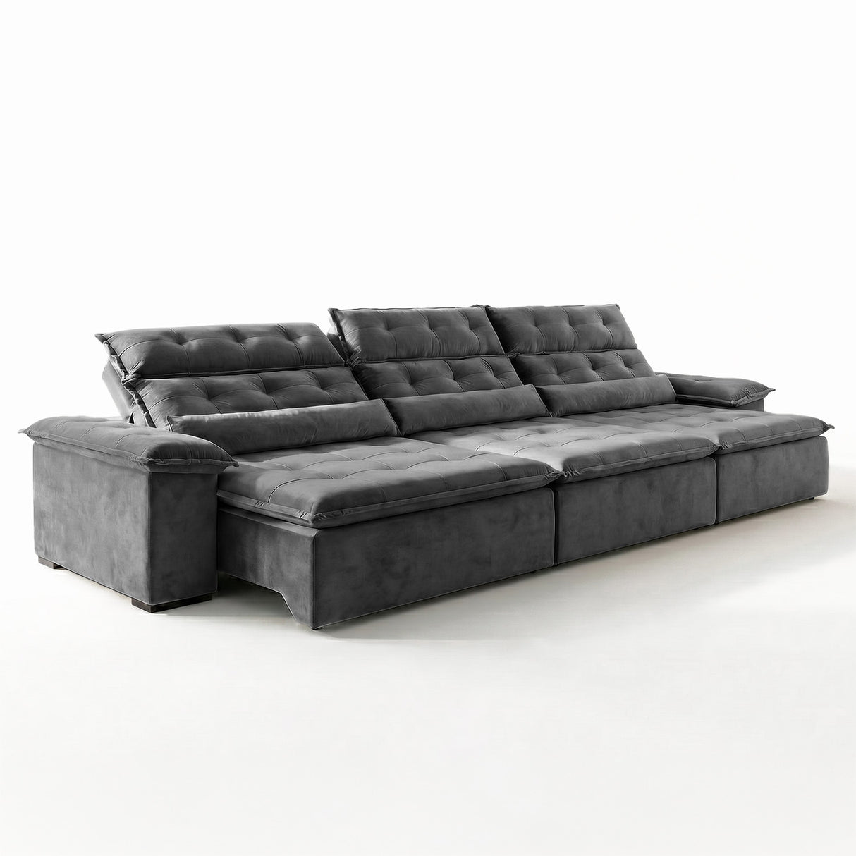 Sofá 3 Cuerpos Prediletto Tela Gris Oscuro - 3.00m