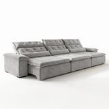 Sofá 3 Cuerpos Prediletto Tela Gris Claro - 3.30m