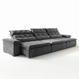 Sofá 3 Cuerpos Prediletto Tela Gris Oscuro - 3.00m