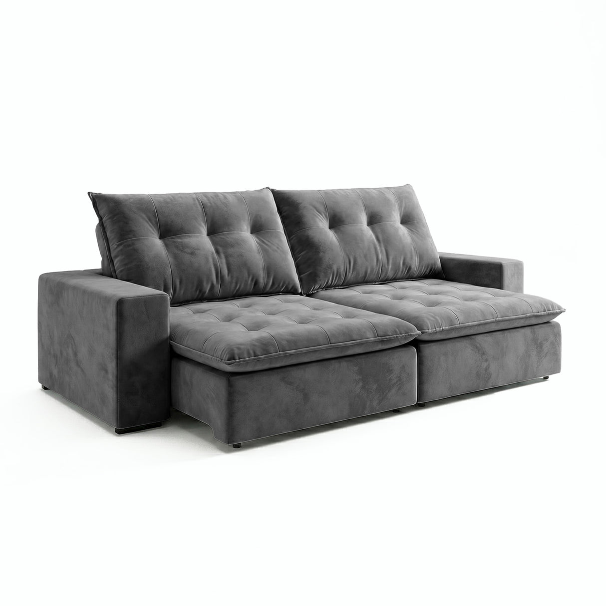 Sofá 2 Cuerpos Sidney Tela Gris Oscuro - 1.84m