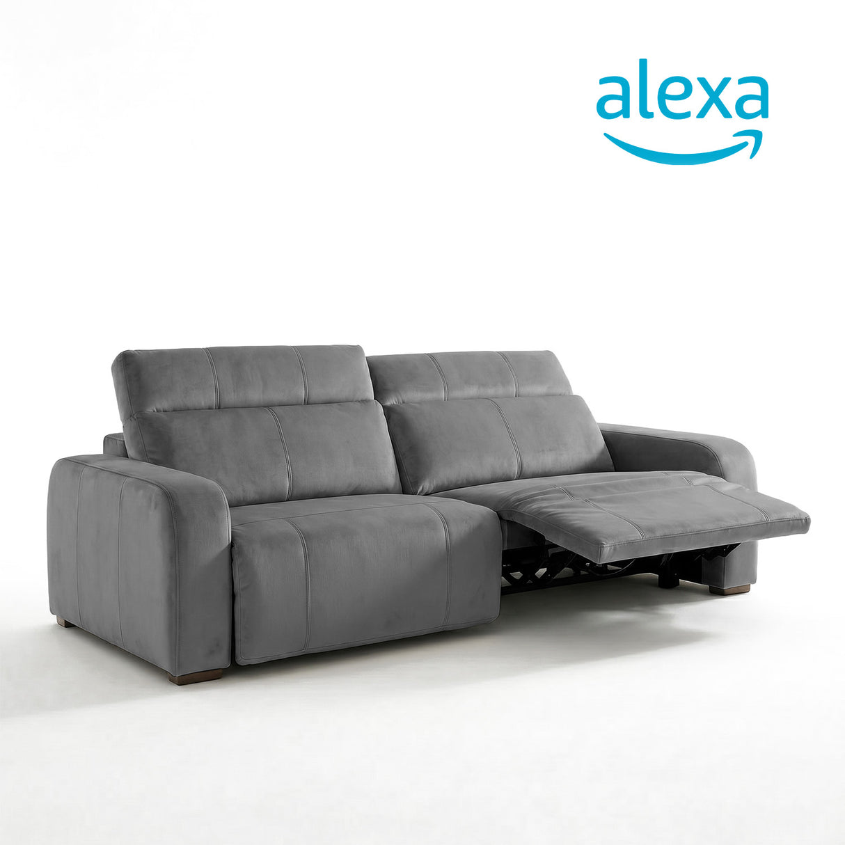 Sofá 2 Cuerpos Trivor Compatible con Alexa Tela Gris Oscuro - 2.42m a Confección