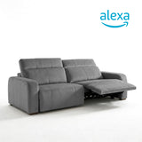 Sofá 2 Cuerpos Trivor Compatible con Alexa Tela Gris Oscuro - 2.42m a Confección
