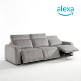 Sofá 2 Cuerpos Trivor Compatible con Alexa Tela Gris Claro - 2.82m a Confección