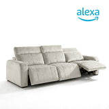 Sofá 3 Cuerpos Trivor Compatible con Alexa Tela Beige - 3.42m a Confección