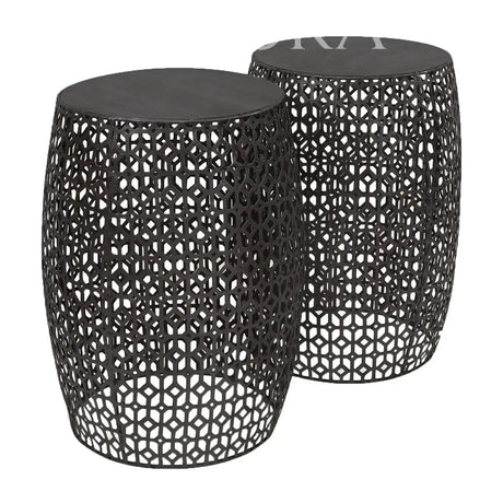 Taburete Filigrana Negro Mate - Set de 2 Re Decora