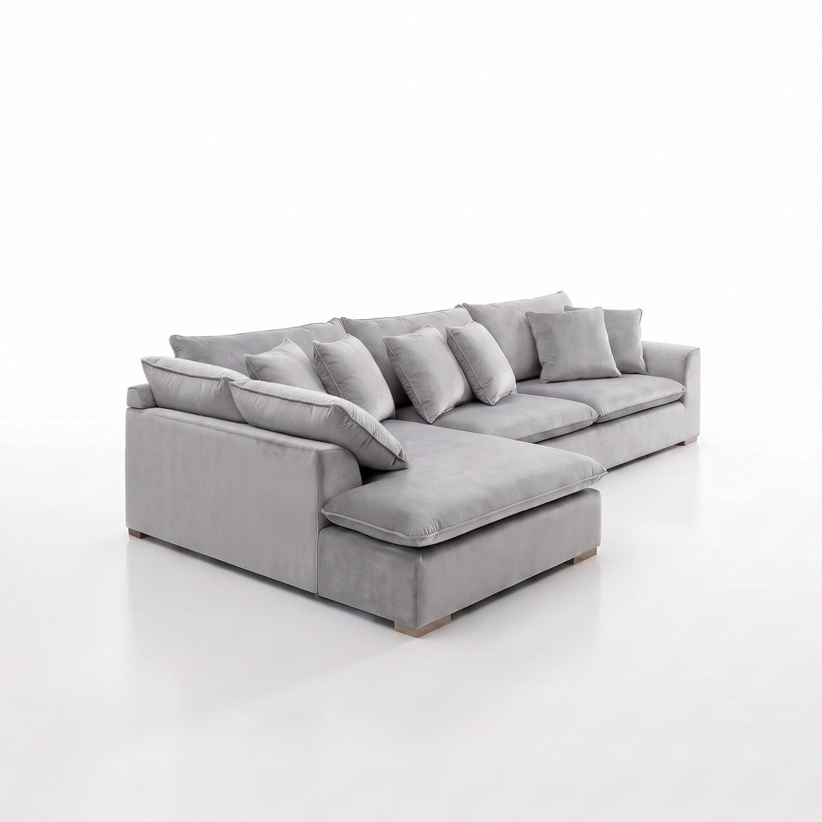 Sofá Seccional 3 Cuerpos Atualittá con Chaise Longue Izquierdo Tela Gris Claro - 2.67 x 1.85m a Confección
