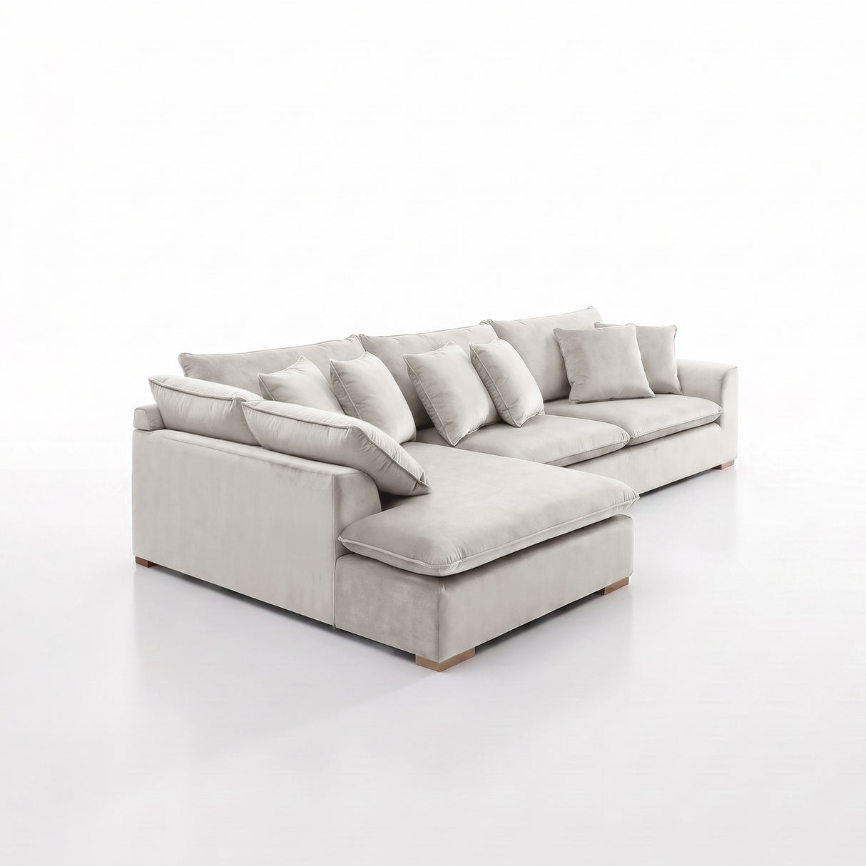 Sofá Seccional 3 Cuerpos Atualittá con Chaise Longue Izquierdo Tela Beige - 2.87 x 2.05m a Confección