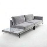 Sofá 2 Cuerpos Cobble con Mesa de Mármol Izquierdo Tela Gris Claro - 2.40m