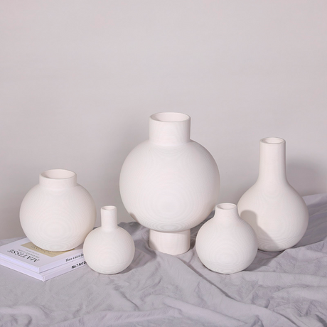 Florero de Cerámica Blanco Redondo Pequeño Kelida Porcelana