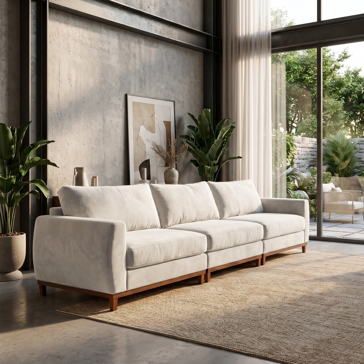 Sofá 3 Cuerpos Adesso Single Tela Beige - 3.30m a Confección