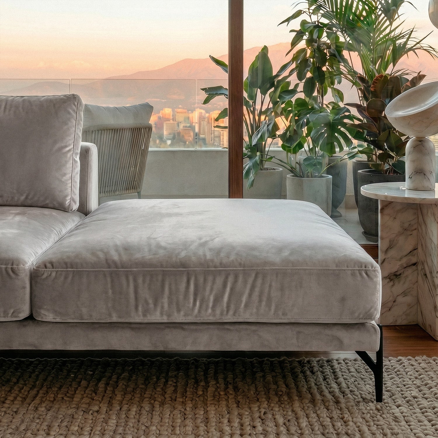 Sofá Cobble Single con Pouf