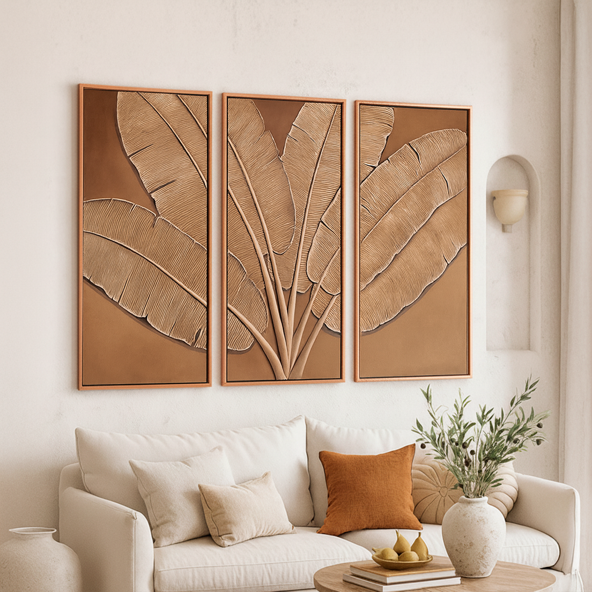 Cuadro natural plumas 3 set