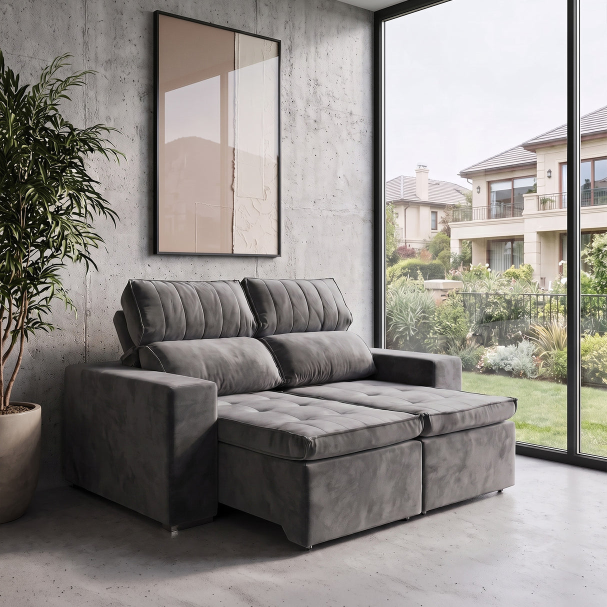 Sofá 2 cuerpos Toquio Tela Gris Oscuro - 1.84m